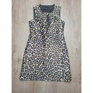 J. CREW leopard animal print sheath dress Modest sleeveless Brown Black Size 2